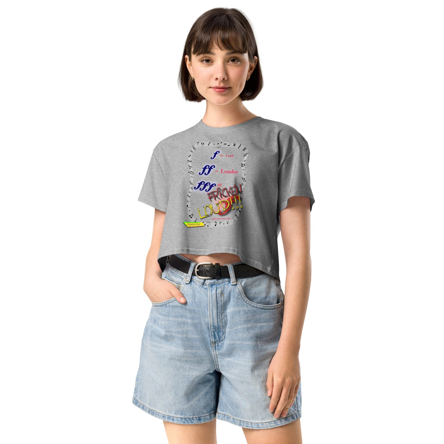 Triple Forte (FFF)-FRICKEN LOUD  |  Women's Crop Top Crew Neck t-shirt