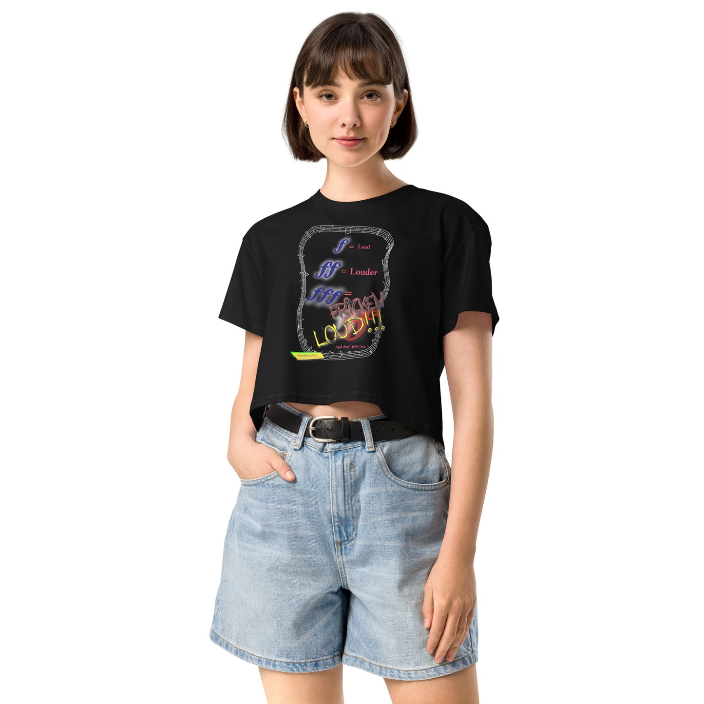 Triple Forte (FFF)-FRICKEN LOUD  |  Women's Crop Top Crew Neck t-shirt