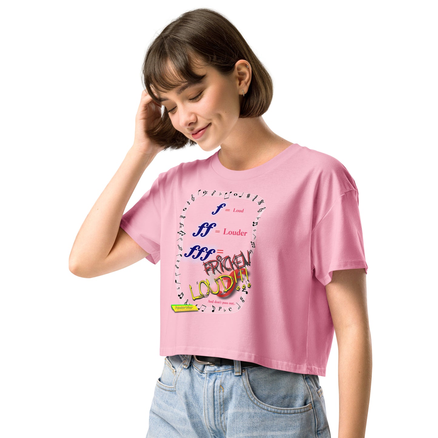 Triple Forte (FFF)-FRICKEN LOUD  |  Women's Crop Top Crew Neck t-shirt