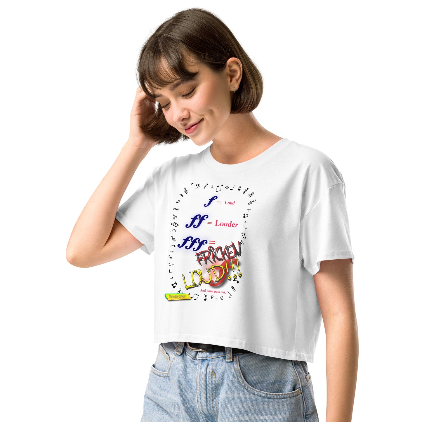 Triple Forte (FFF)-FRICKEN LOUD  |  Women's Crop Top Crew Neck t-shirt