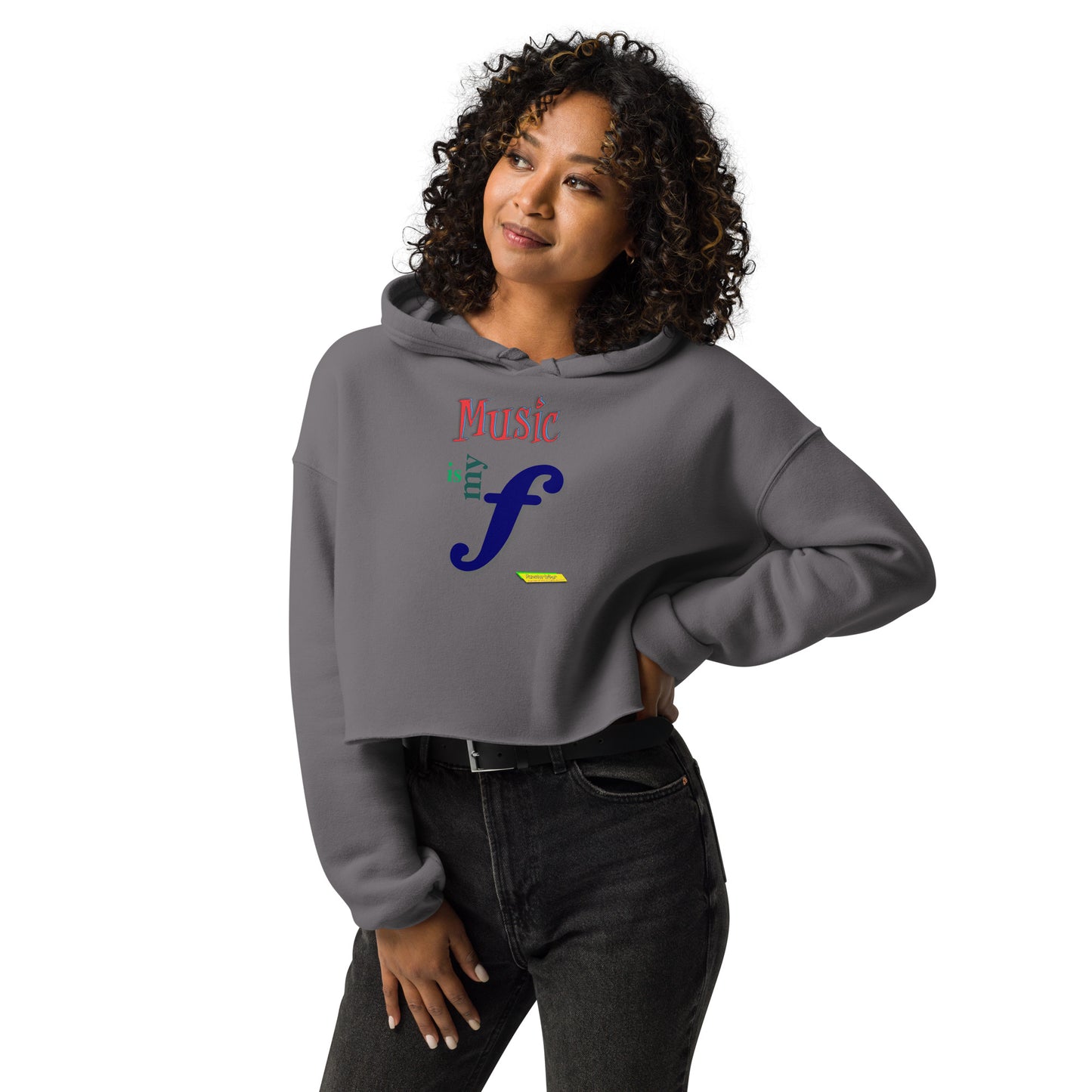 MUSIC IS MY F (FORTE)  |  Women's Fleece Crop Top Hoodie