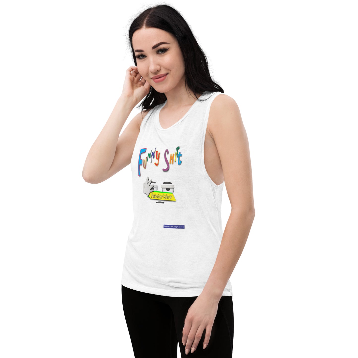 PunsterWear Funny Shi(r)t Logo (Bottom)  |  Women's Muscle Tank Top