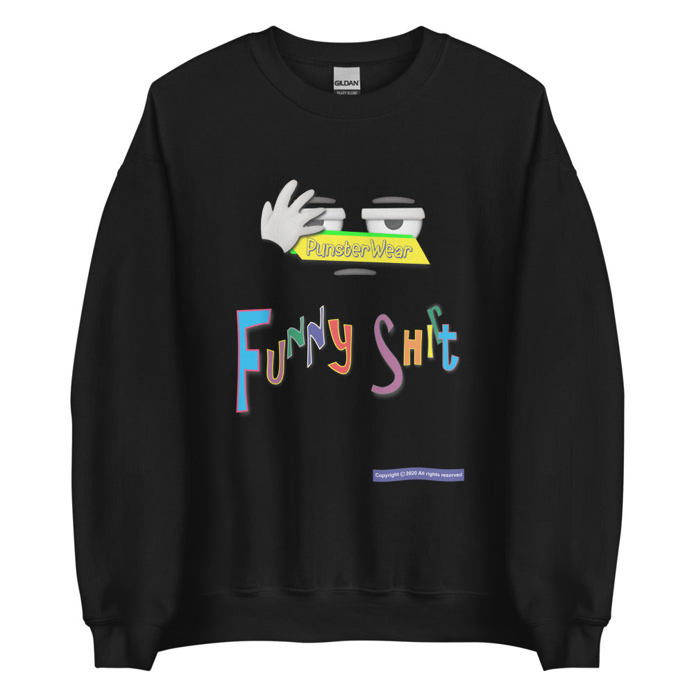 PunsterWear Funny Shi(r)t Logo (Bottom)   |   Unisex Crew Neck Sweatshirt