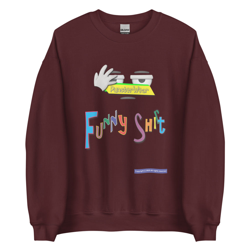 PunsterWear Funny Shi(r)t Logo (Bottom)   |   Unisex Crew Neck Sweatshirt