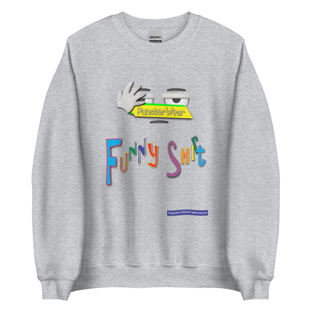 PunsterWear Funny Shi(r)t Logo (Bottom)   |   Unisex Crew Neck Sweatshirt